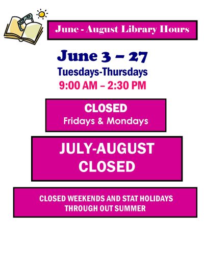 June-July Library Hours 2024